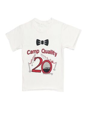 CAMP QUALITY Boy's White Graphic Short Sleeve Shirt Size 7/8